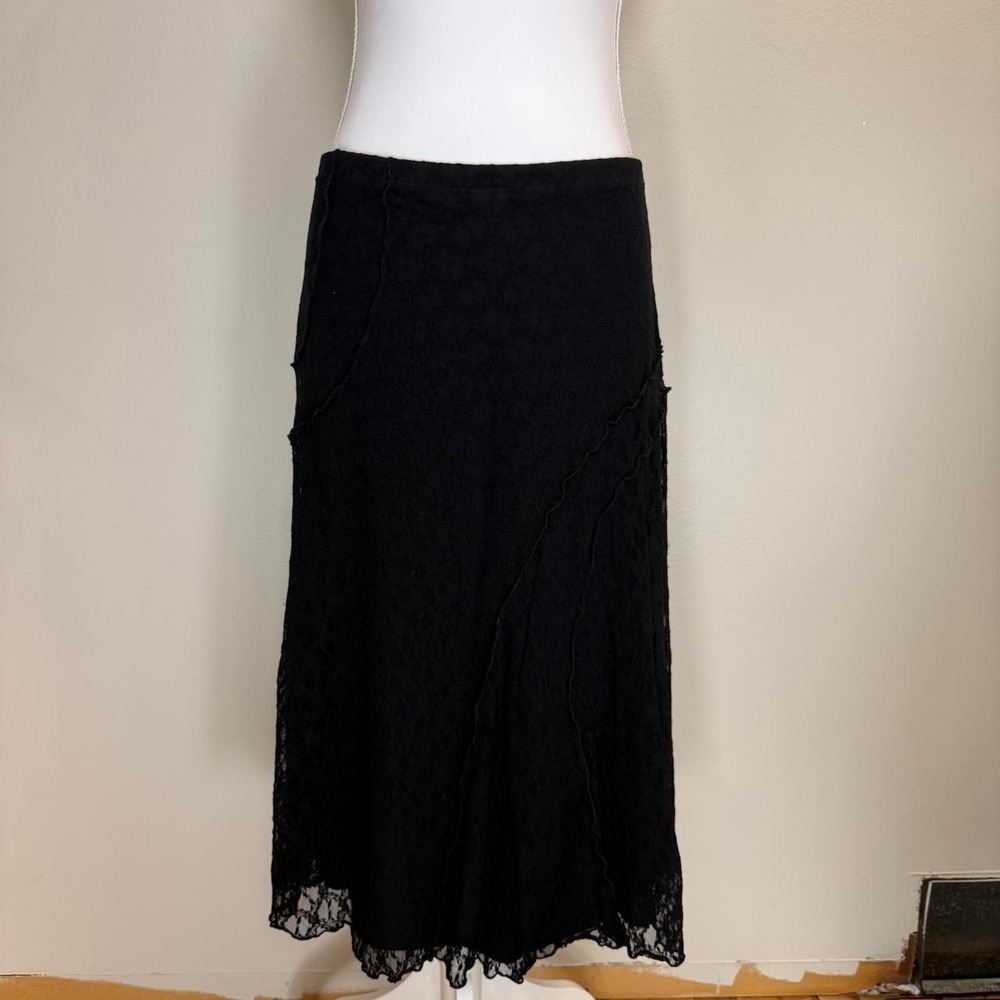 Fashion Bug Lace Overlay Black Midi Skirt Womens XL Whimsigoth Witchy Coquette
